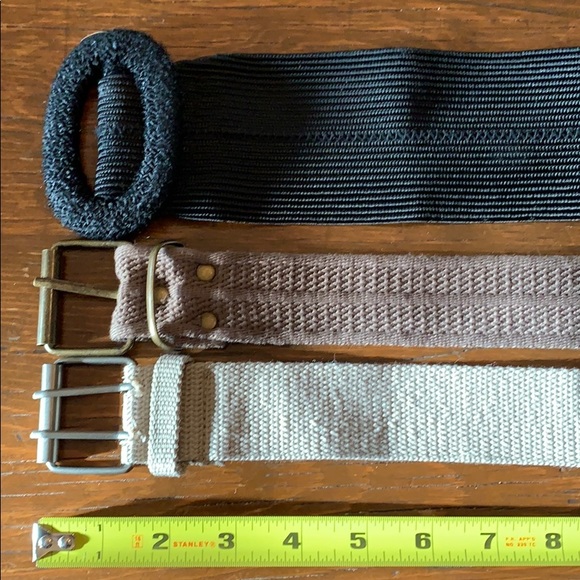 3 Fabric Belts Black/Taupe/Beige - Picture 3 of 7